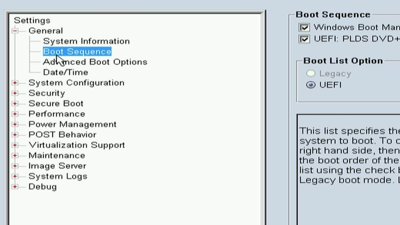 window of Boot Order in BIOS