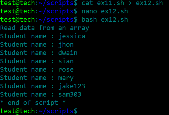 A bash array is a data structure for storing information