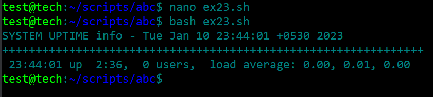 System uptime and current date