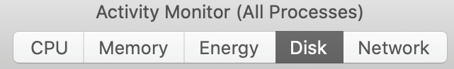 Disk option in Activity Monitor all the processes.