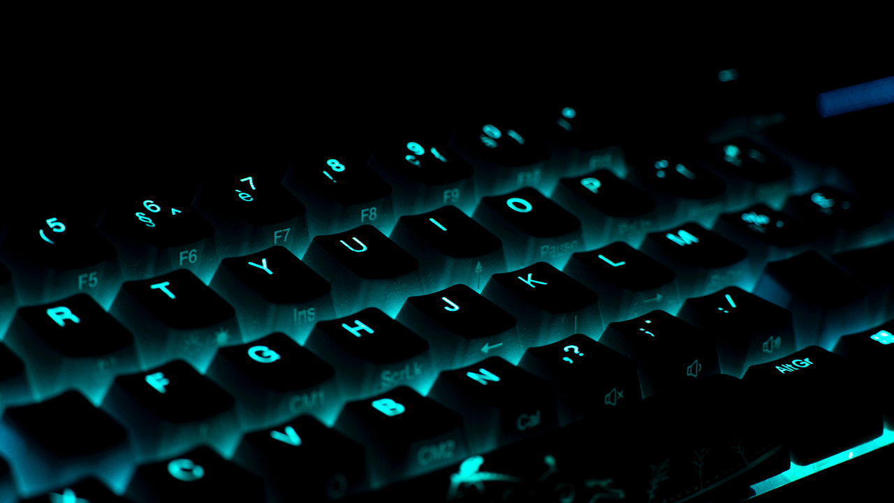 An illuminated keyboard.