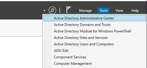 Open the Active Directory Administrative Center