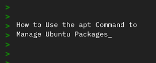 How to use the apt command to manage Ubuntu Packages