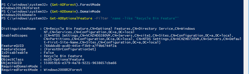 Enable Recycle Bin Using Ldp