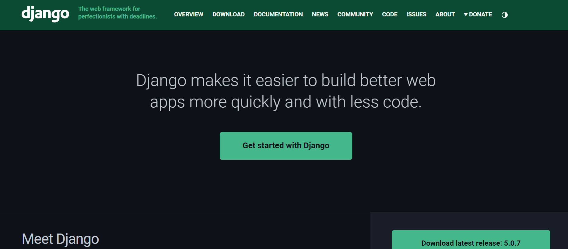 Django front page screenshot