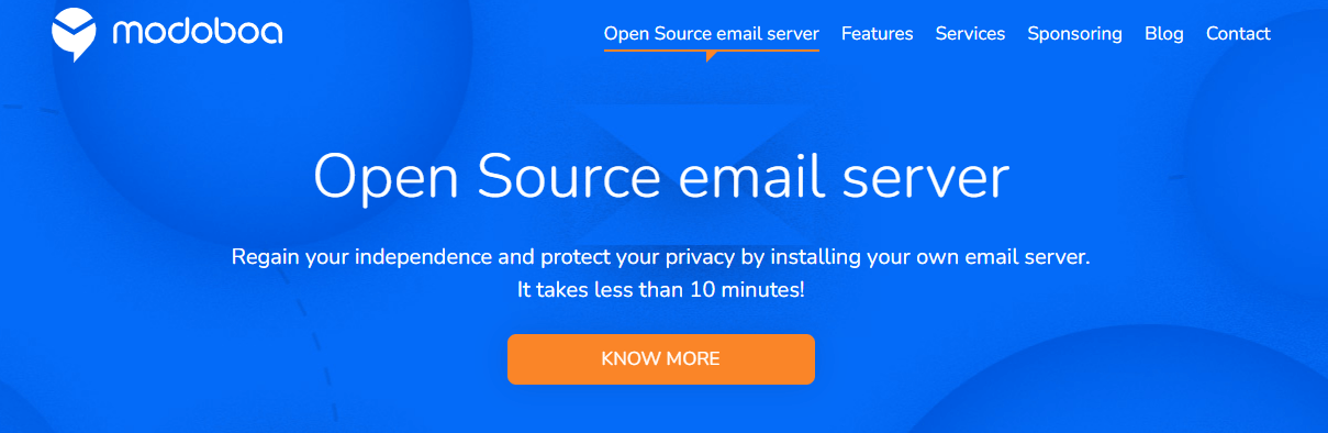 Image showing Modoboa welcome page.