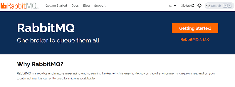 RabbitMQ website interface